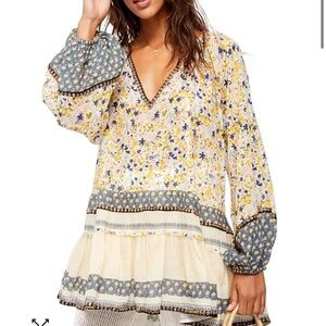Free People Gardenia Boho Chic Tunic In Cotton Mini Dress